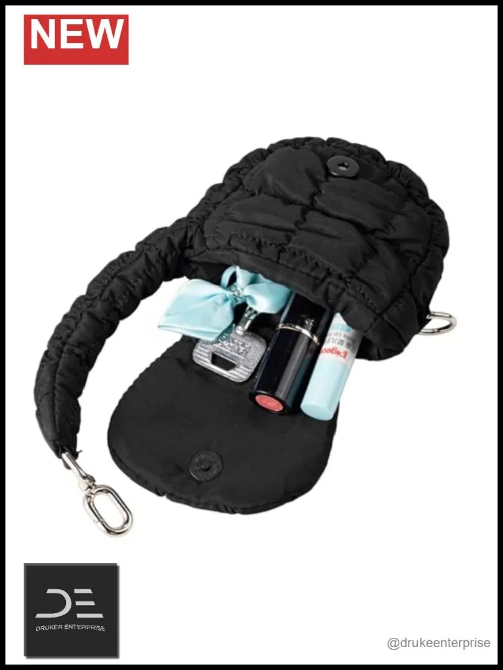 Quilted Mini Pouch - Cute Puffer Bag Wristlet with Metal Clasp for Earphones